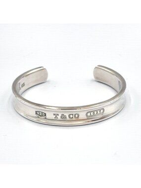Tiffany & Co 1837 Narrow Cuff Silver Bangle Bracelet